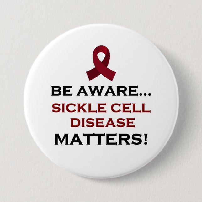 Sickle Cell Disease Awareness, Support and Healing 3 Inch Round Button (Front)