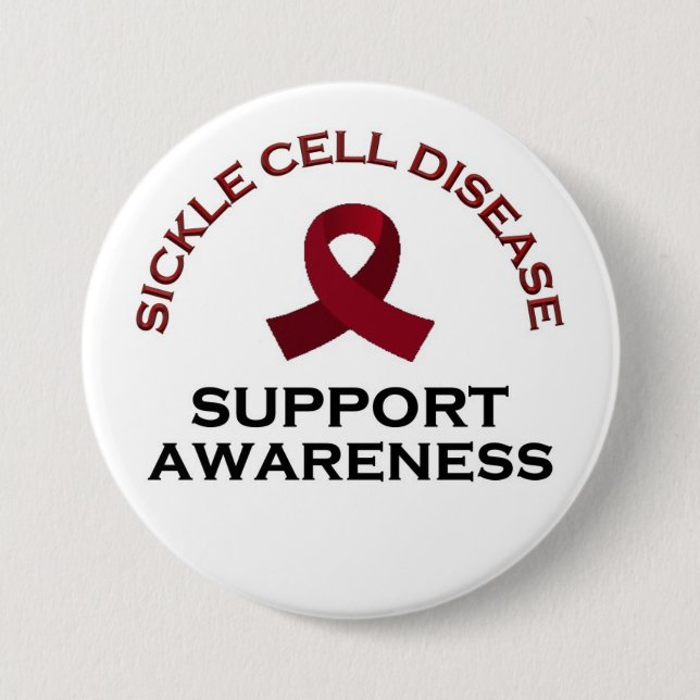 Sickle Cell Disease Awareness, Support and Healing 3 Inch Round Button (Front)