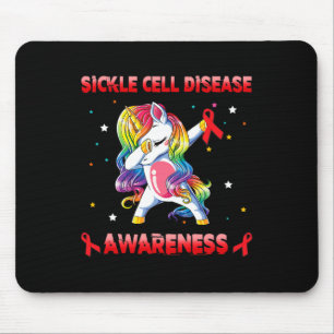 Sickle Cell Disease Awareness Unicorn Dabbing Red  Mouse Pad