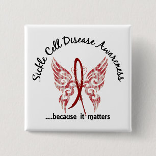 Sickle Cell Disease Butterfly 6.1 2 Inch Square Button