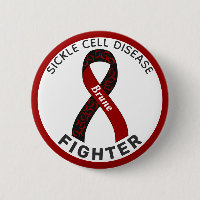 Sickle Cell Disease Fighter Ribbon White Button