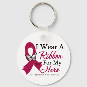 Sickle Cell Disease I Wear a Ribbon For My Hero Keychain