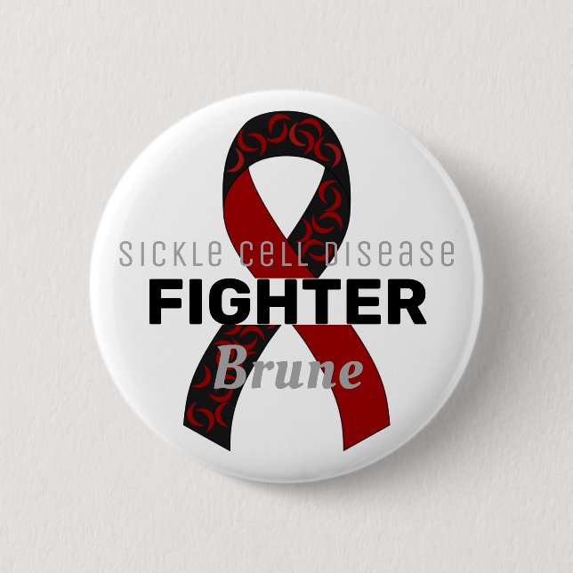 Sickle Cell Disease Ribbon White Button (Front)