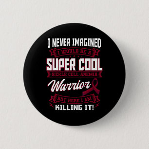 Sickle Cell Disease Warrior Burgundy Awareness Rib 2 Inch Round Button