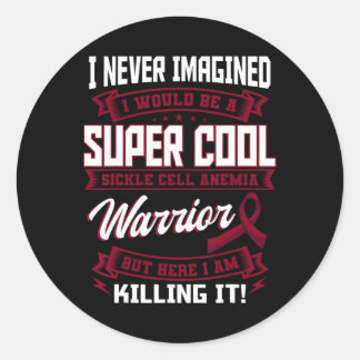 Sickle Cell Disease Warrior Burgundy Awareness Rib Classic Round Sticker