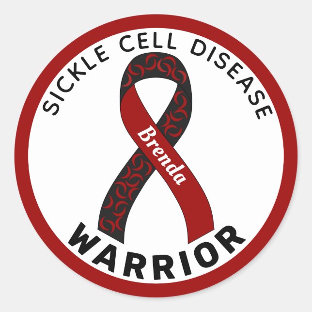 Sickle Cell Disease Warrior Ribbon White Classic Round Sticker (Front)