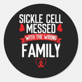 Sickle Cell Messed Wrong Family Burgundy Ribbon Aw Classic Round Sticker