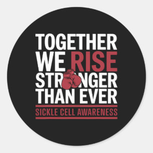Sickle Cell Survivor Anemia Together We Rise Boxin Classic Round Sticker