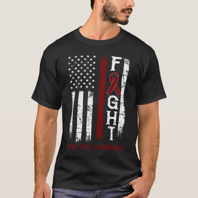 Sickle Cell Warrior US Flag T-Shirt (Front)