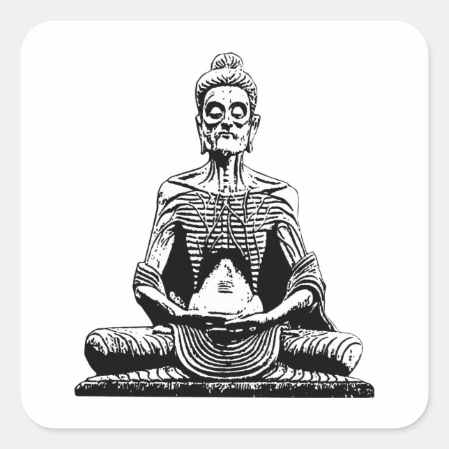 Siddhartha Fasting Buddha Meditating  Square Sticker (Front)