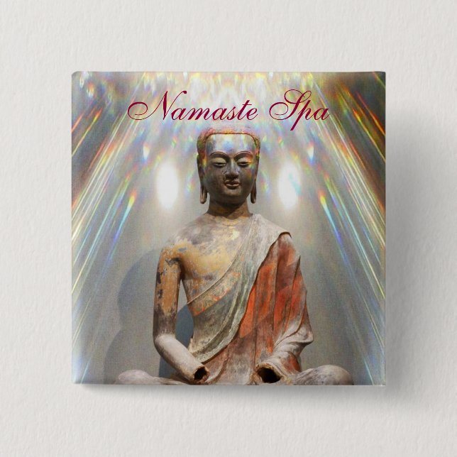 Siddhartha Gautama Statue 2 Inch Square Button (Front)