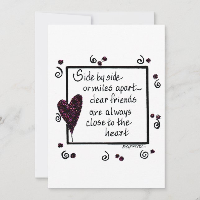 Side by Side, Friends Black and White text  Thank You Card (Front)