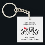 Side By Side Sisters Connected At Heart Quote Keychain<br><div class="desc">Side By Side Sisters Connected At Heart Quote Keychain. Side by side or miles apart sisters are always connected at heart. Beautiful inspirational sister gift poem with love expression.</div>