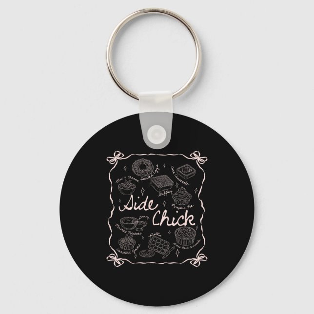 Side Chick And Main Man Funny Thanksgiving Couple  Keychain (Front)