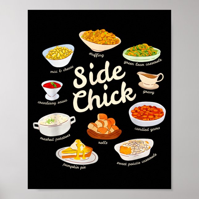 Side Chick Funny Thanksgiving Sides Retro Food Tha Poster (Front)