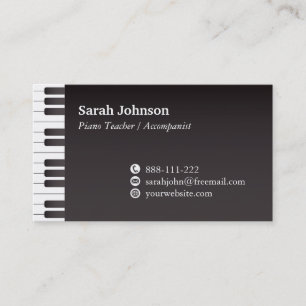 Side Classic Keyboard Keys Music Piano Teacher Business Card