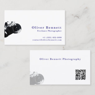 Side-cut Design Camera Photographer QR Code Business Card