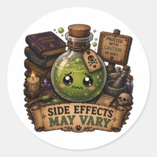 Side Effects May Vary Cute Potion Bottle Fantasy Classic Round Sticker