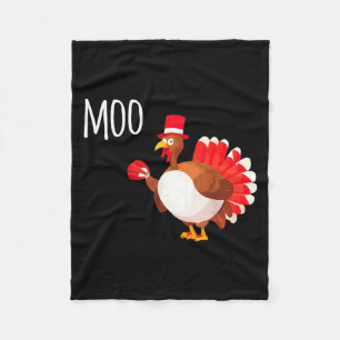 Side Eye Moo Turkey Funny Thanksgiving Autumn Fall Fleece Blanket