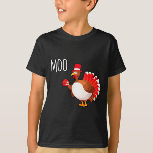 Side Eye Moo Turkey Funny Thanksgiving Autumn Fall T-Shirt