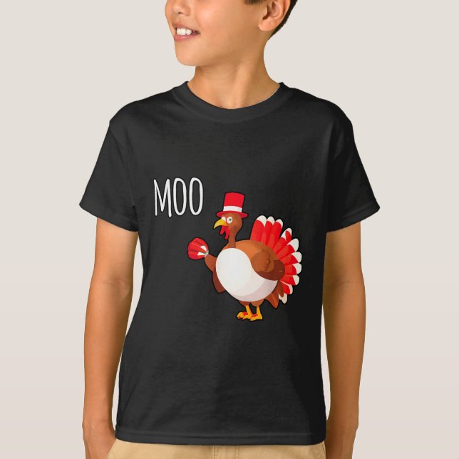 Side Eye Moo Turkey Funny Thanksgiving Autumn Fall T-Shirt (Front)