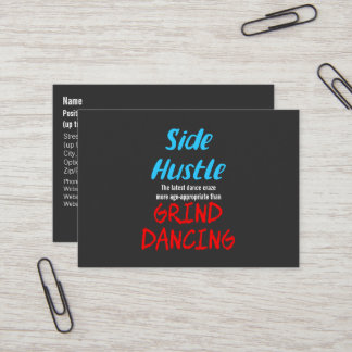 Side Hustle vs. Grind Dancing Neon Blue Text Business Card