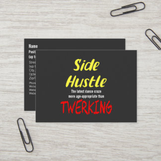 Side Hustle vs. Twerking Neon Yellow Text Business Card