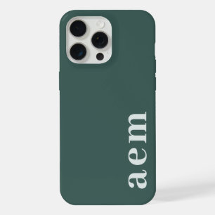 Side Monogram Initials Dark Green Minimalist iPhone 15 Pro Max Case