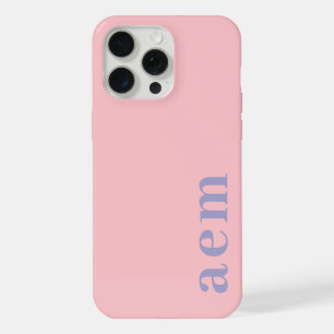 Side Monogram Initials Pink & Blue Minimalist iPhone 15 Pro Max Case