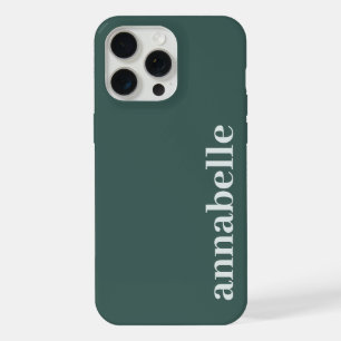 Side Monogram Name Dark Green Minimalist iPhone 15 Pro Max Case