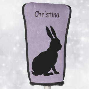 Side Profile Sitting Black Silhouette Rabbit Golf Head Cover