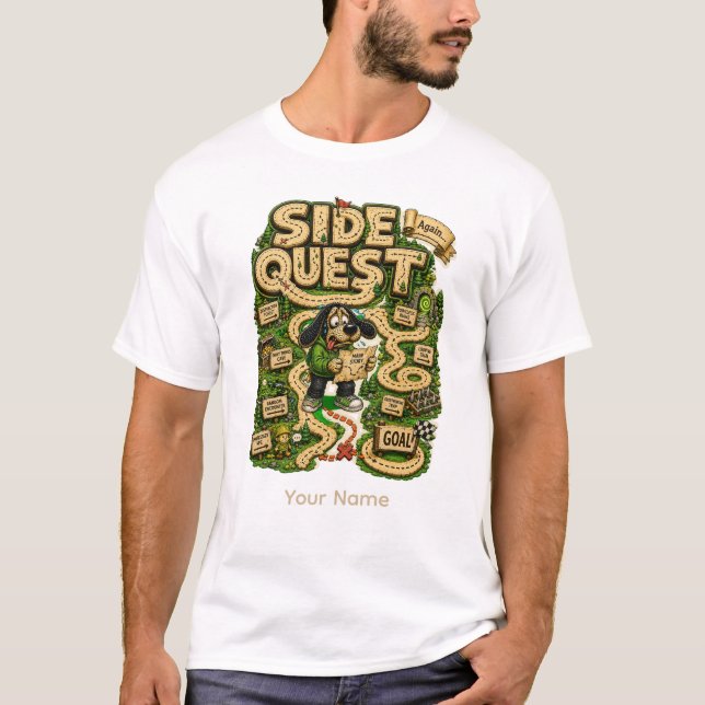 Side Quest Personalized Funny Gamer T-Shirt (Front)