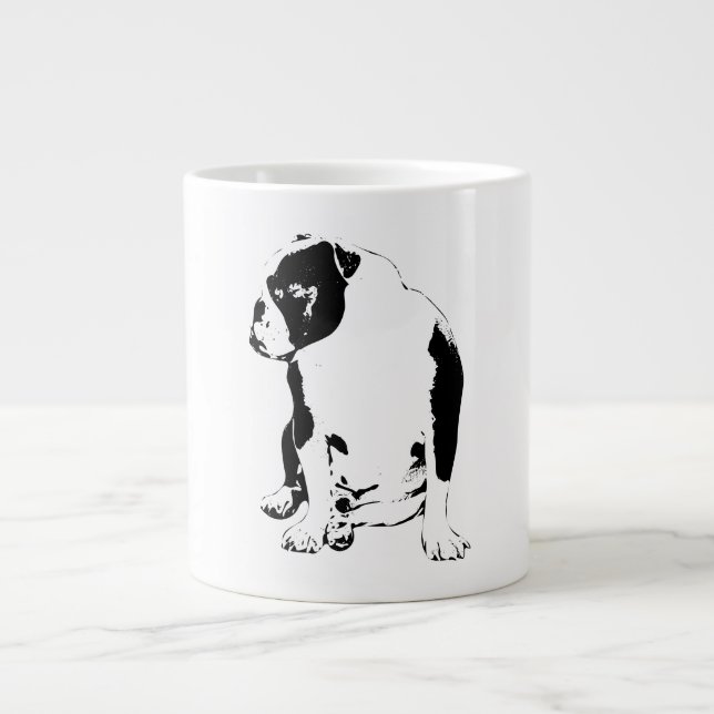 Side‑Sit Bulldog Greeting Large Coffee Mug (Front)