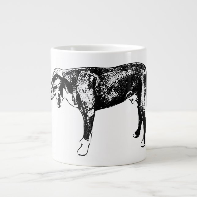 Side-Stand Yawn—Pitbull Mix in Ink Large Coffee Mug (Front)