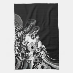 Side step, psychedelic smoke skull kitchen towel