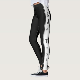 Side Stripe Black Leggings Custom Text and Colours