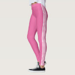 Side Stripe Pink Leggings with Custom Colours<br><div class="desc">Custom Colours Sports Three White Side Stripe Pink Leggings - or Choose / Add Your Favourite Leggings and Stripe Colours / also text / more - Resize and move or remove / add elements / colours or text with Customization Tool. Design by MIGNED</div>