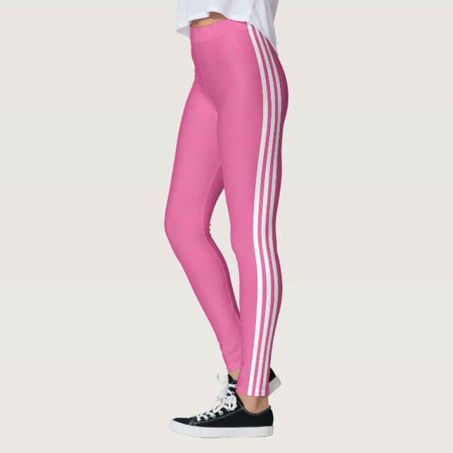 Side Stripe Pink Leggings with Custom Colours (Left)