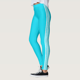 Side Stripe Teal Blue Leggings with Custom Colours