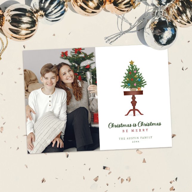 Side Table Christmas Tree Photo Christmas Card (Creator Uploaded)