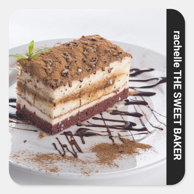 Side text custom photo square sticker (Front)