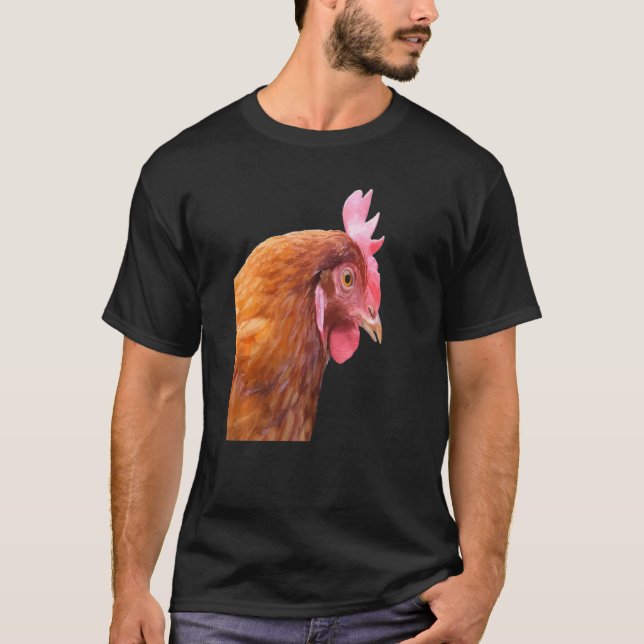 Side View Of A Farmyard Chicken Vector Style Premi T-Shirt (Front)