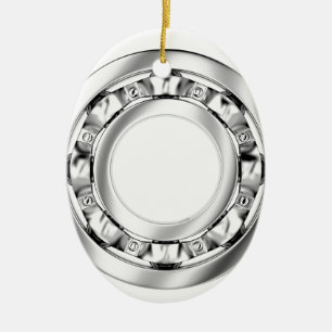 Side view of ball bearing ceramic ornament