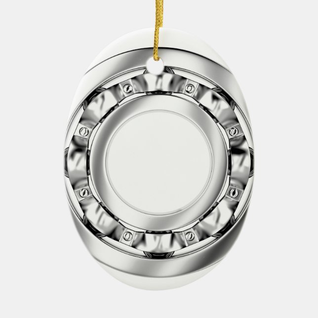 Side view of ball bearing ceramic ornament (Front)