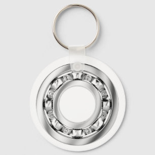 Side view of ball bearing keychain