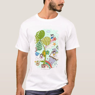 Side view of children studying by potted plant T-Shirt