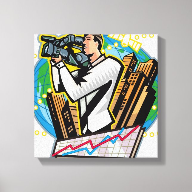Side view of man shooting canvas print (Front)