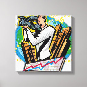 Side view of man shooting canvas print