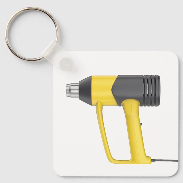 Side view of yellow electric heat gun keychain (Front)