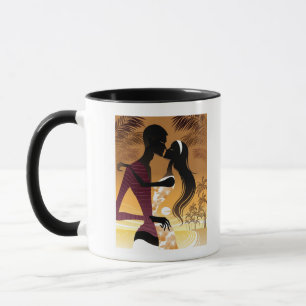 Side view of young couple standing in beach mug